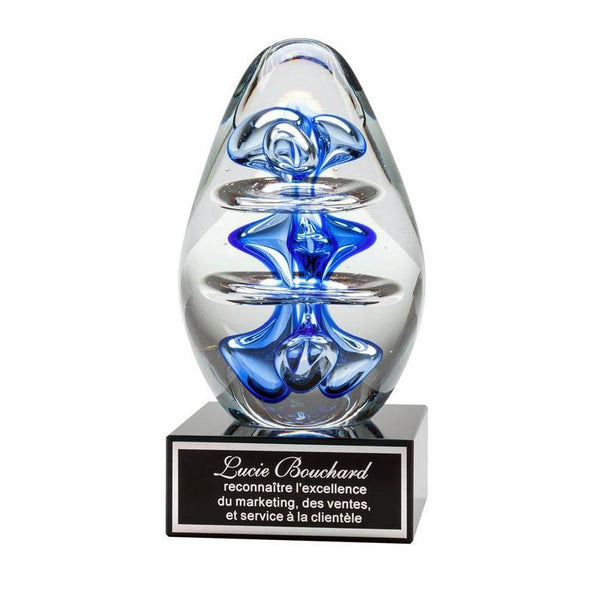 Art Glass, Blue Oval 5.25"-D&G Trophies Inc.-D and G Trophies Inc.