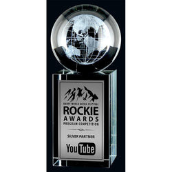 3D Laser Rise & Shine Optic Crystal Globe Award-D&G Trophies Inc.-D and G Trophies Inc.