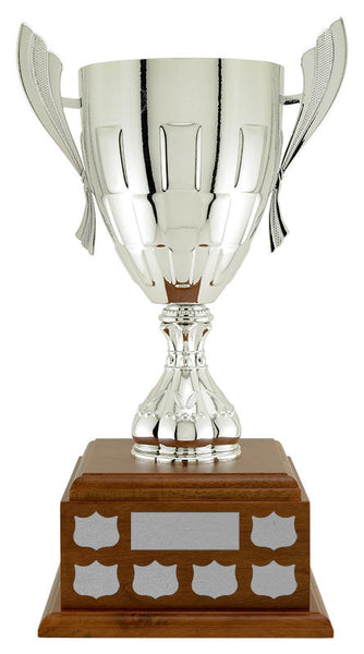 Iron Man Cup Walnut Finish Base-D&G Trophies Inc.-D and G Trophies Inc.