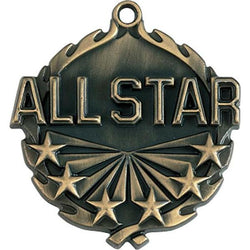 all star sculptured medal-D&G Trophies Inc.-D and G Trophies Inc.
