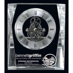 allegro clock optic crystal-D&G Trophies Inc.-D and G Trophies Inc.