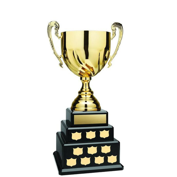 Annual Cup, Gold on 3 Tier Black Piano Finish Base 21.75"-D&G Trophies Inc.-D and G Trophies Inc.
