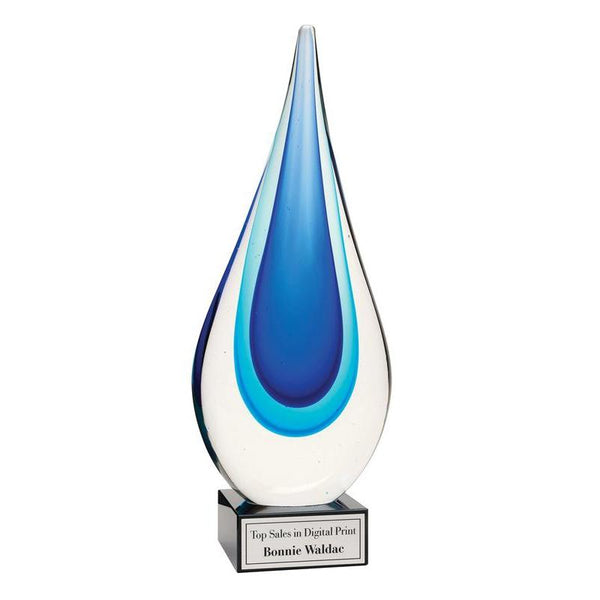 Art Glass, Blue Drop-D&G Trophies Inc.-D and G Trophies Inc.