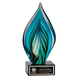 Art Glass, Blue Twist Flame 8.5