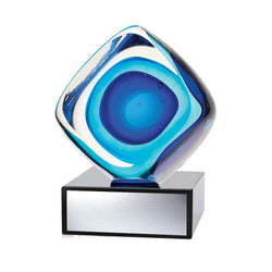 Art Glass Cube Blue-D&G Trophies Inc.-D and G Trophies Inc.