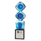 Art Glass, Tri Cube Blue 13