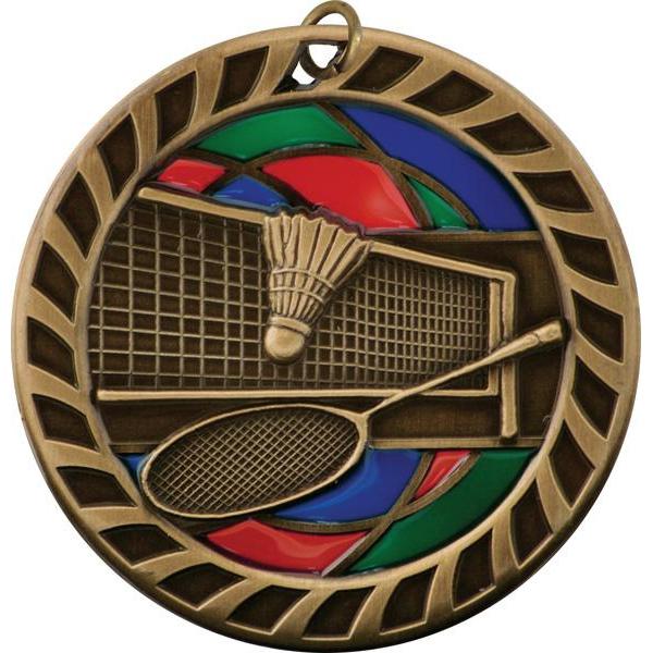 badminton stained glass medal-D&G Trophies Inc.-D and G Trophies Inc.