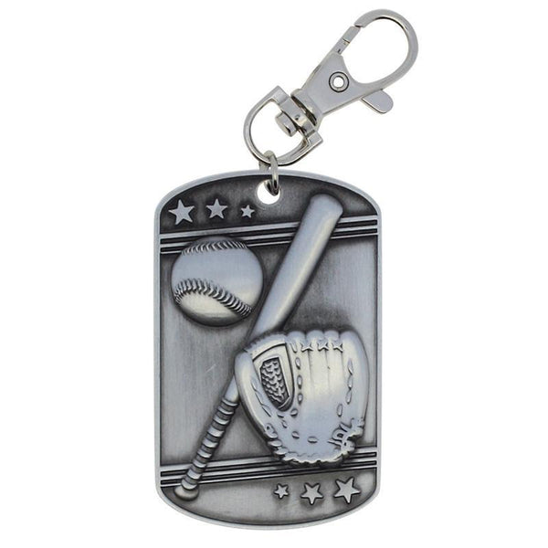 Baseball Dog Tag Zipper Pull Silver-D&G Trophies Inc.-D and G Trophies Inc.