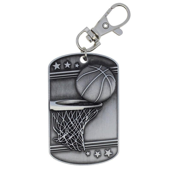 Basketball Dog Tag Zipper Pull Silver-D&G Trophies Inc.-D and G Trophies Inc.