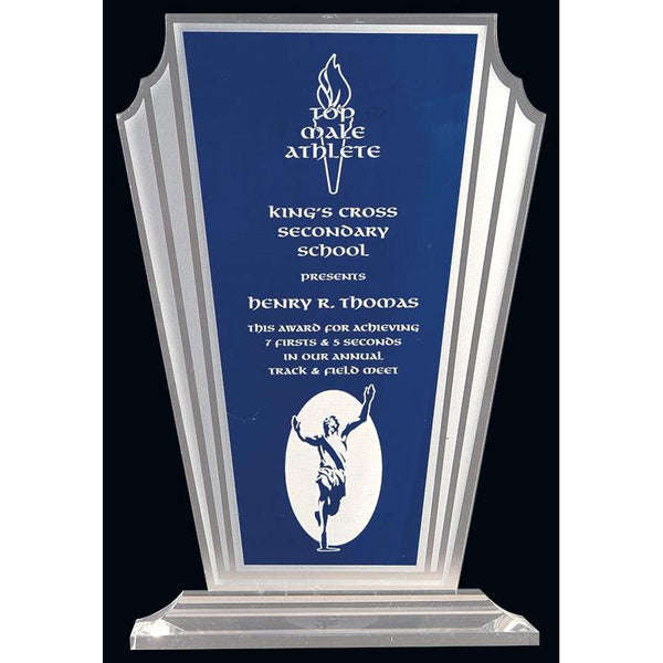 Blue Tapered Silhouette Acrylic Award-D&G Trophies Inc.-D and G Trophies Inc.