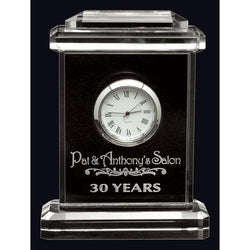 carriage clock optic crystal-D&G Trophies Inc.-D and G Trophies Inc.