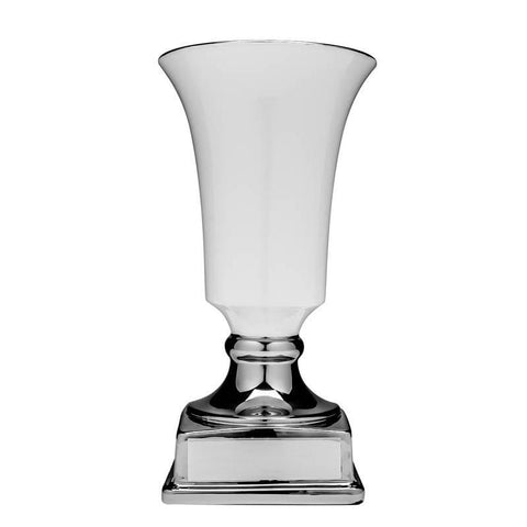 Contempo Ceramic Cup, White with Silver Base-D&G Trophies Inc.-D and G Trophies Inc.
