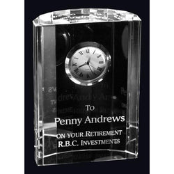 crescent clock optic crystal-D&G Trophies Inc.-D and G Trophies Inc.
