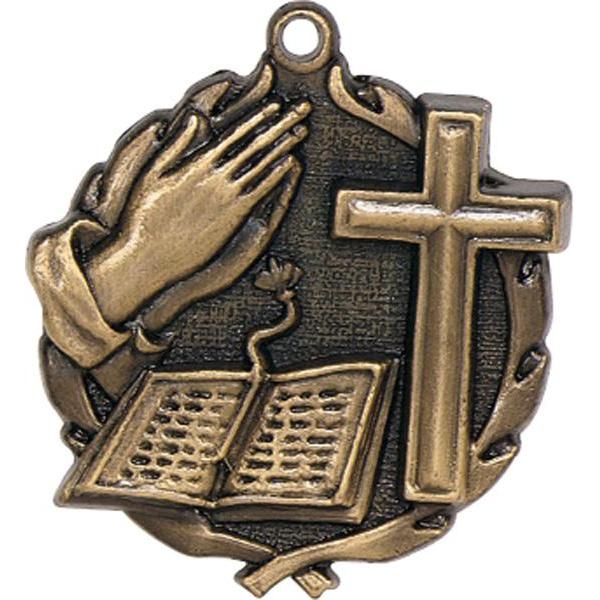 cross sculptured medal-D&G Trophies Inc.-D and G Trophies Inc.