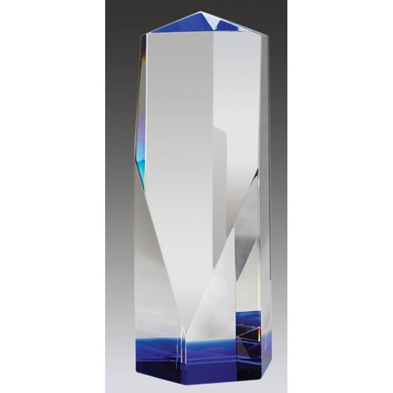 Crystal Angular Tower w Blue Base Award