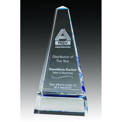 Crystal Obelisk Clear/Blue-D&G Trophies Inc.-D and G Trophies Inc.