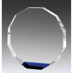Crystal Octagon, Blue Accent-D&G Trophies Inc.-D and G Trophies Inc.