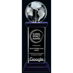 Diplomat Optic Crystal Globe Award-D&G Trophies Inc.-D and G Trophies Inc.
