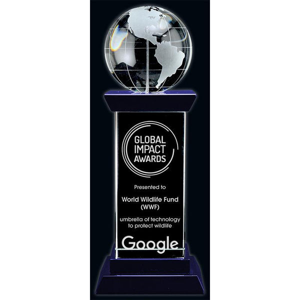 Diplomat Optic Crystal Globe Award-D&G Trophies Inc.-D and G Trophies Inc.
