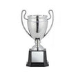 Euro Cup Silver w Tall Thin Handles on Black Square Base-D&G Trophies Inc.-D and G Trophies Inc.