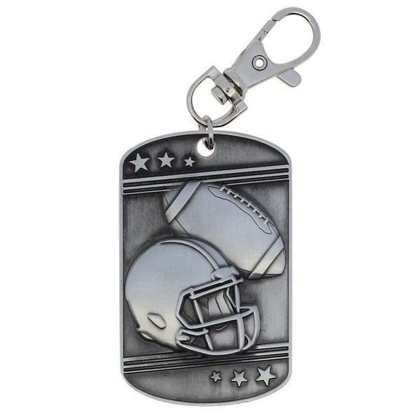 Football Dog Tag Zipper Pull Silver-D&G Trophies Inc.-D and G Trophies Inc.
