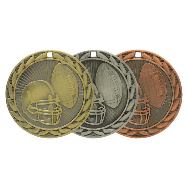 football iron medal-D&G Trophies Inc.-D and G Trophies Inc.