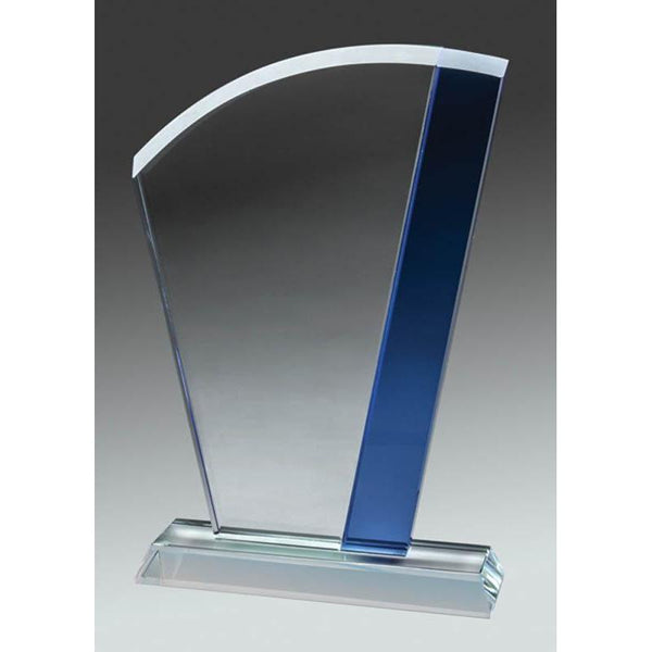 Glass Clear Fan, Blue Accent-D&G Trophies Inc.-D and G Trophies Inc.