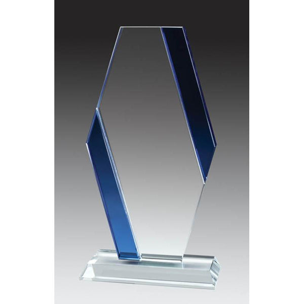 Glass Clear Pillar, Blue Accent-D&G Trophies Inc.-D and G Trophies Inc.