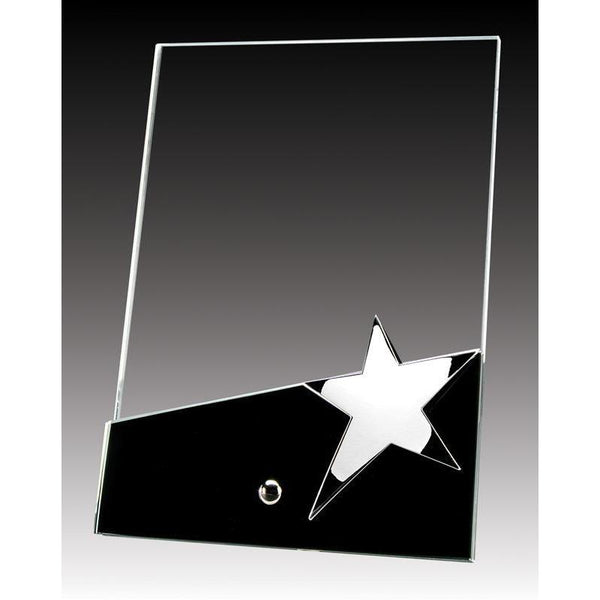 Glass Plaque on Pin w Star-D&G Trophies Inc.-D and G Trophies Inc.