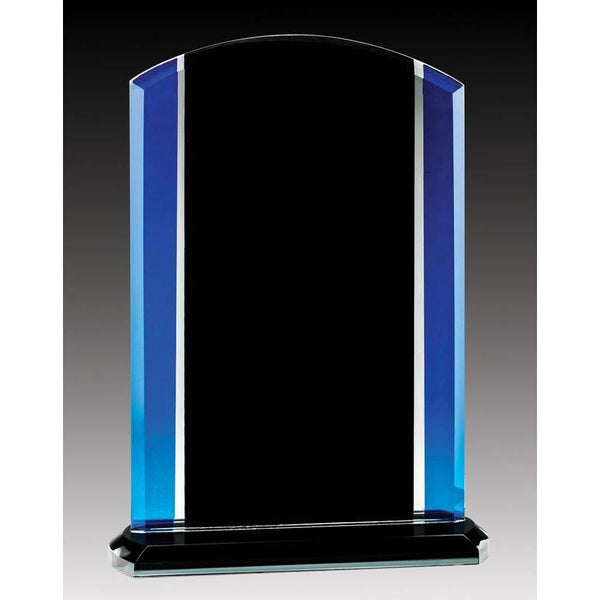 Glass Rounded Top Plaque, Black/Blue-D&G Trophies Inc.-D and G Trophies Inc.