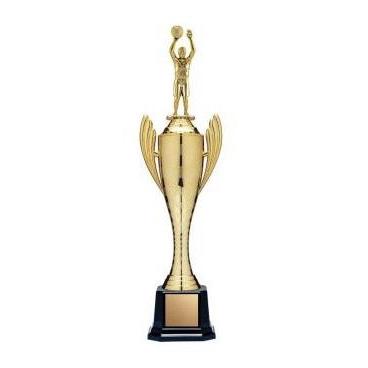 Gold Cup Wing Handles w Lid on Black Square Base, 16"-D&G Trophies Inc.-D and G Trophies Inc.