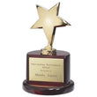 Gold Star on Round Base, Piano Finish Rosewood 7.5"-D&G Trophies Inc.-D and G Trophies Inc.
