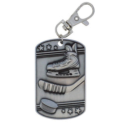 Hockey Dog Tag Zipper Pull Silver-D&G Trophies Inc.-D and G Trophies Inc.