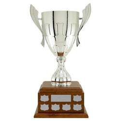 Iron Man Cup Walnut Finish Base Hardwood Annual Award-D&G Trophies Inc.-D and G Trophies Inc.
