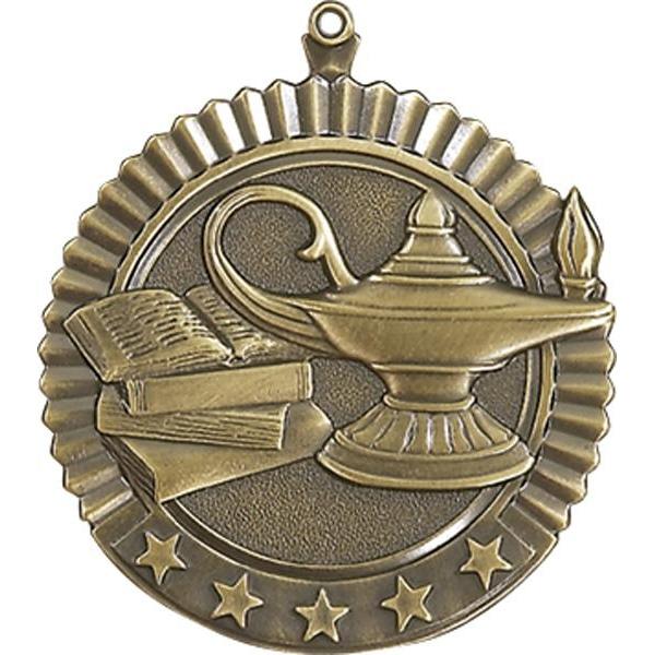 lamp of knowledge star medal-D&G Trophies Inc.-D and G Trophies Inc.