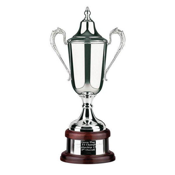 Laurel Silver Plated Supreme Cup w Lid on Round Base-D&G Trophies Inc.-D and G Trophies Inc.