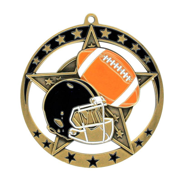 Medal Star Football 2.75" Dia.-D&G Trophies Inc.-D and G Trophies Inc.
