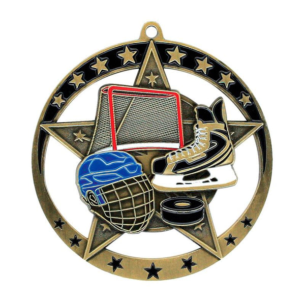 Medal Star Hockey 2.75" Dia.-D&G Trophies Inc.-D and G Trophies Inc.