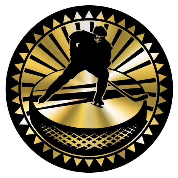 Metallic Epoxy Dome Insert, Black/Gold Hockey 2"-D&G Trophies Inc.-D and G Trophies Inc.