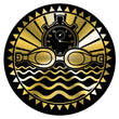 Metallic Epoxy Dome Insert, Black/Gold Swimming 2"-D&G Trophies Inc.-D and G Trophies Inc.