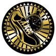 Metallic Epoxy Dome Insert, Black/Gold Track 2"-D&G Trophies Inc.-D and G Trophies Inc.