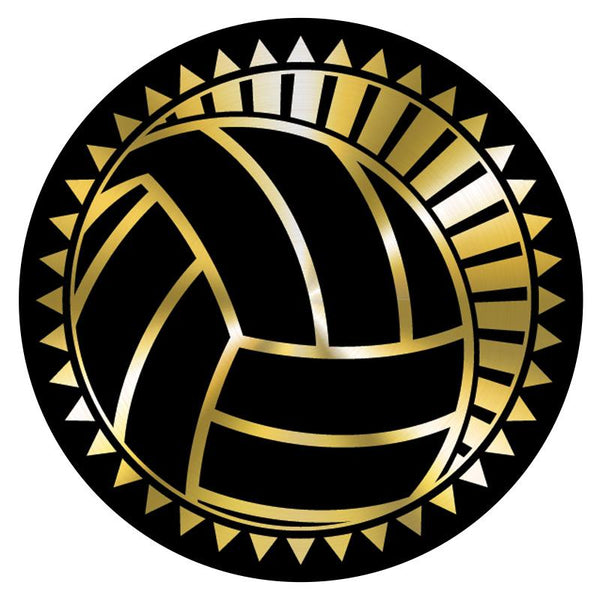 Metallic Epoxy Dome Insert, Black/Gold Volleyball 2"-D&G Trophies Inc.-D and G Trophies Inc.