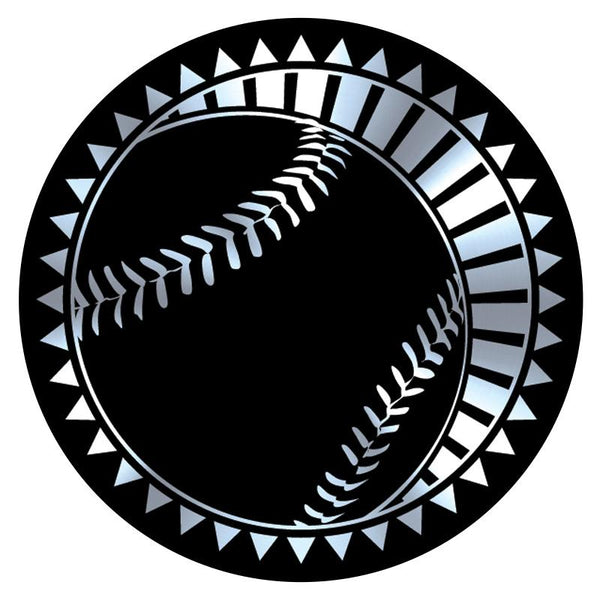 Metallic Epoxy Dome Insert, Black/Silver Baseball 2"-D&G Trophies Inc.-D and G Trophies Inc.