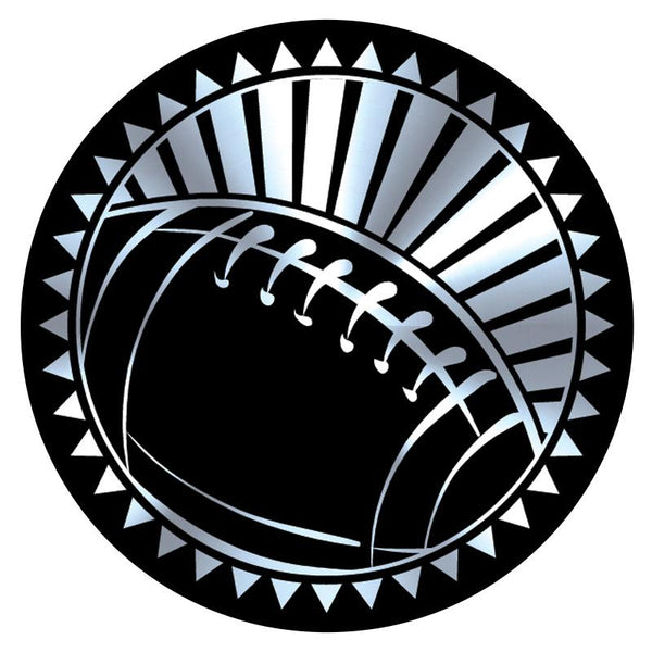 Metallic Epoxy Dome Insert, Black/Silver Football 2"-D&G Trophies Inc.-D and G Trophies Inc.
