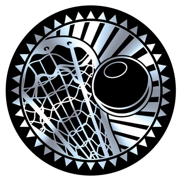 Metallic Epoxy Dome Insert, Black/Silver Lacrosse 2"-D&G Trophies Inc.-D and G Trophies Inc.