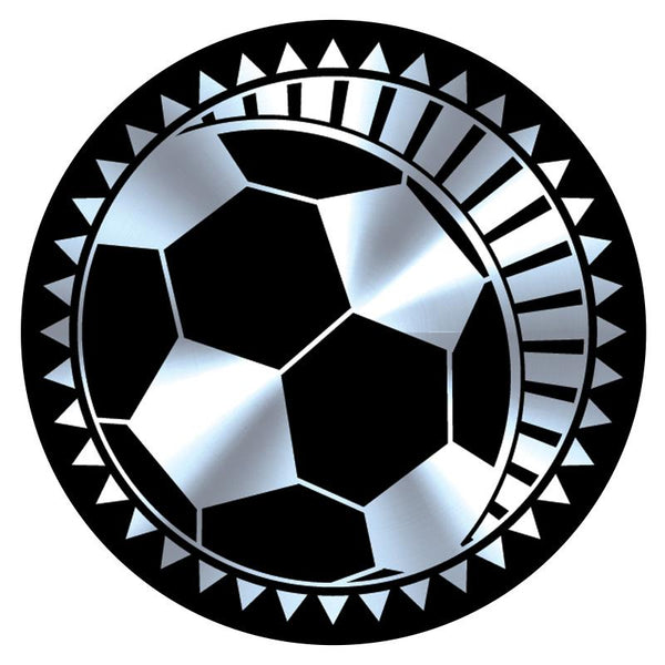 Metallic Epoxy Dome Insert, Black/Silver Soccer 2"-D&G Trophies Inc.-D and G Trophies Inc.