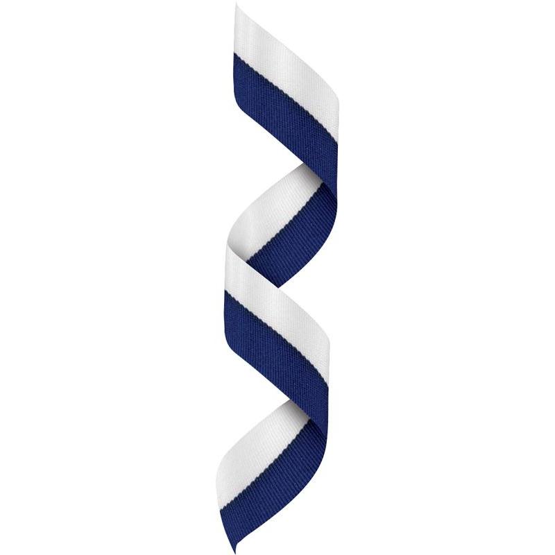Neck Ribbon w Clip Blue/White