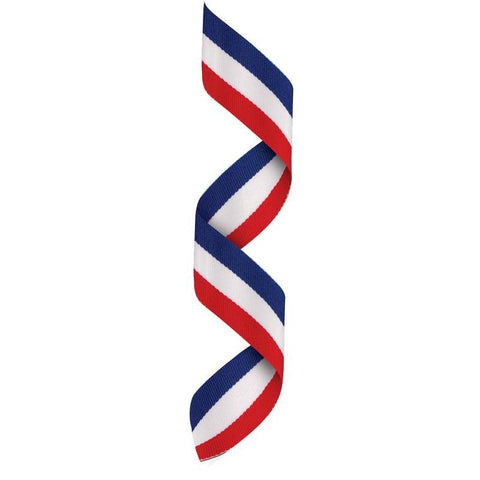Neck Ribbon w Clip Red/White/Blue-D&G Trophies Inc.-D and G Trophies Inc.