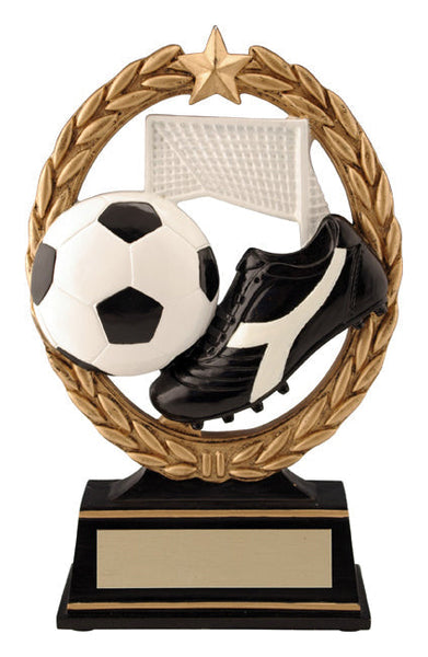 negative space soccer resin trophy-D&G Trophies Inc.-D and G Trophies Inc.
