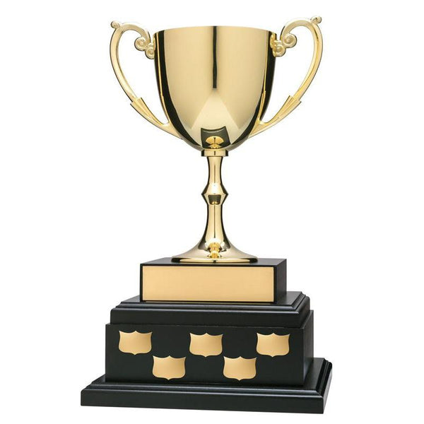 Nickel Plated Cup on Black Annual Base, 12"-D&G Trophies Inc.-D and G Trophies Inc.